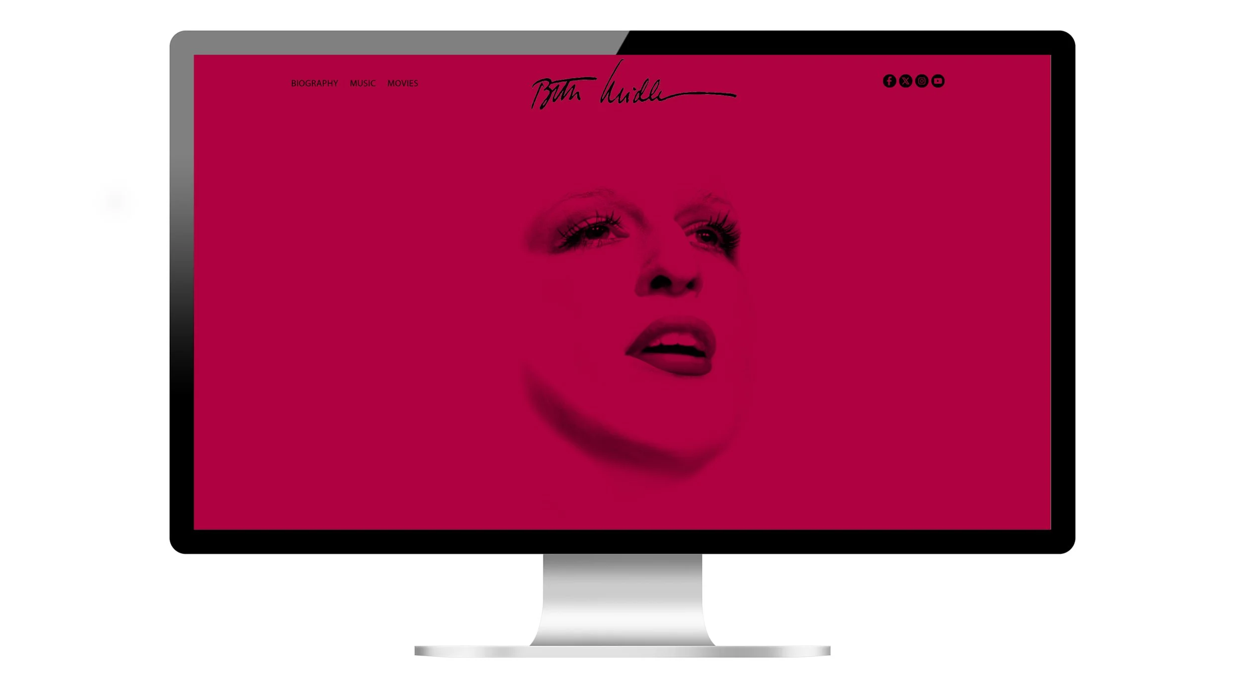a screen mockup of bettemidler.com