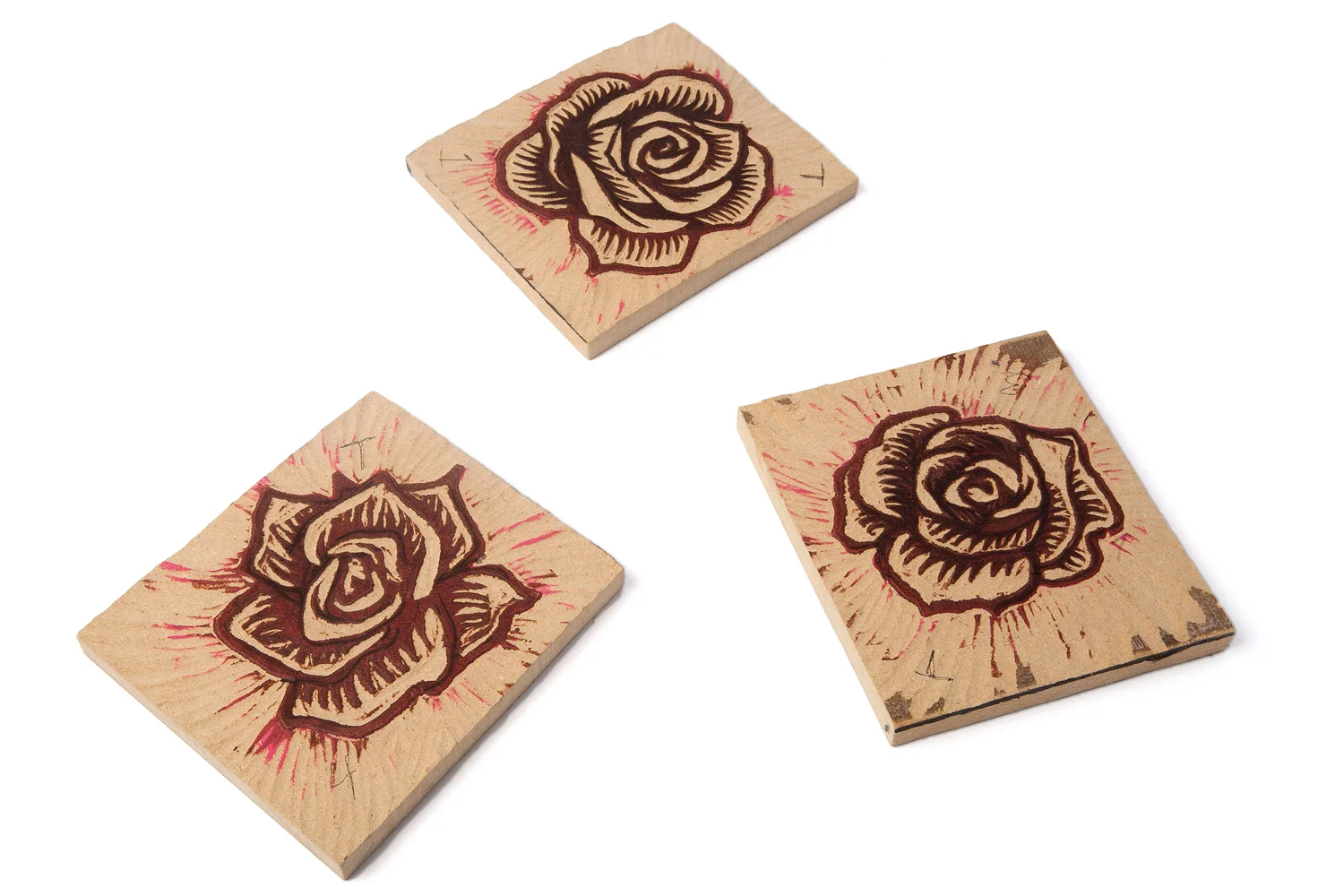 2012 Woodcuts (MDF) Each approximately 6" x 4"
