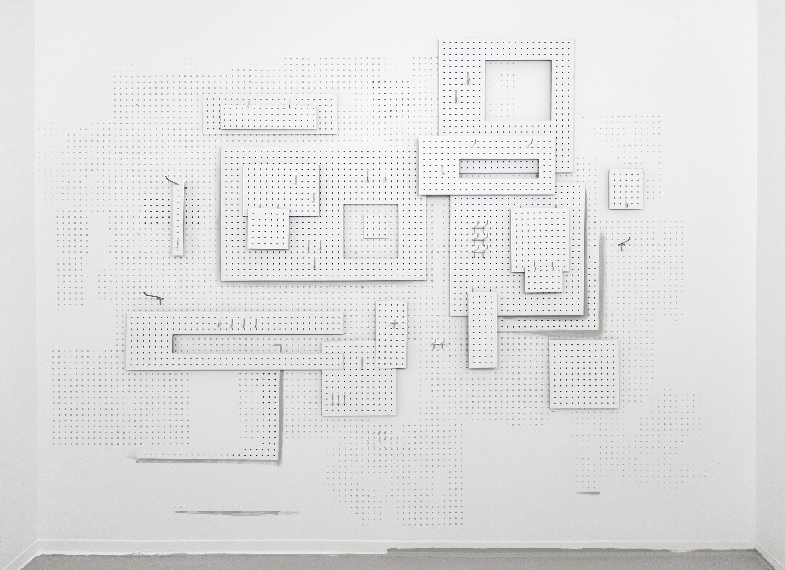 (Untitled) 2019 Pegboard, peg hooks, latex paint
