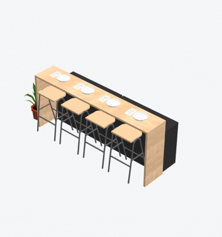 Wet bar that transforms into a display counter, designed by Campfire & Co. Animations made by Grow .