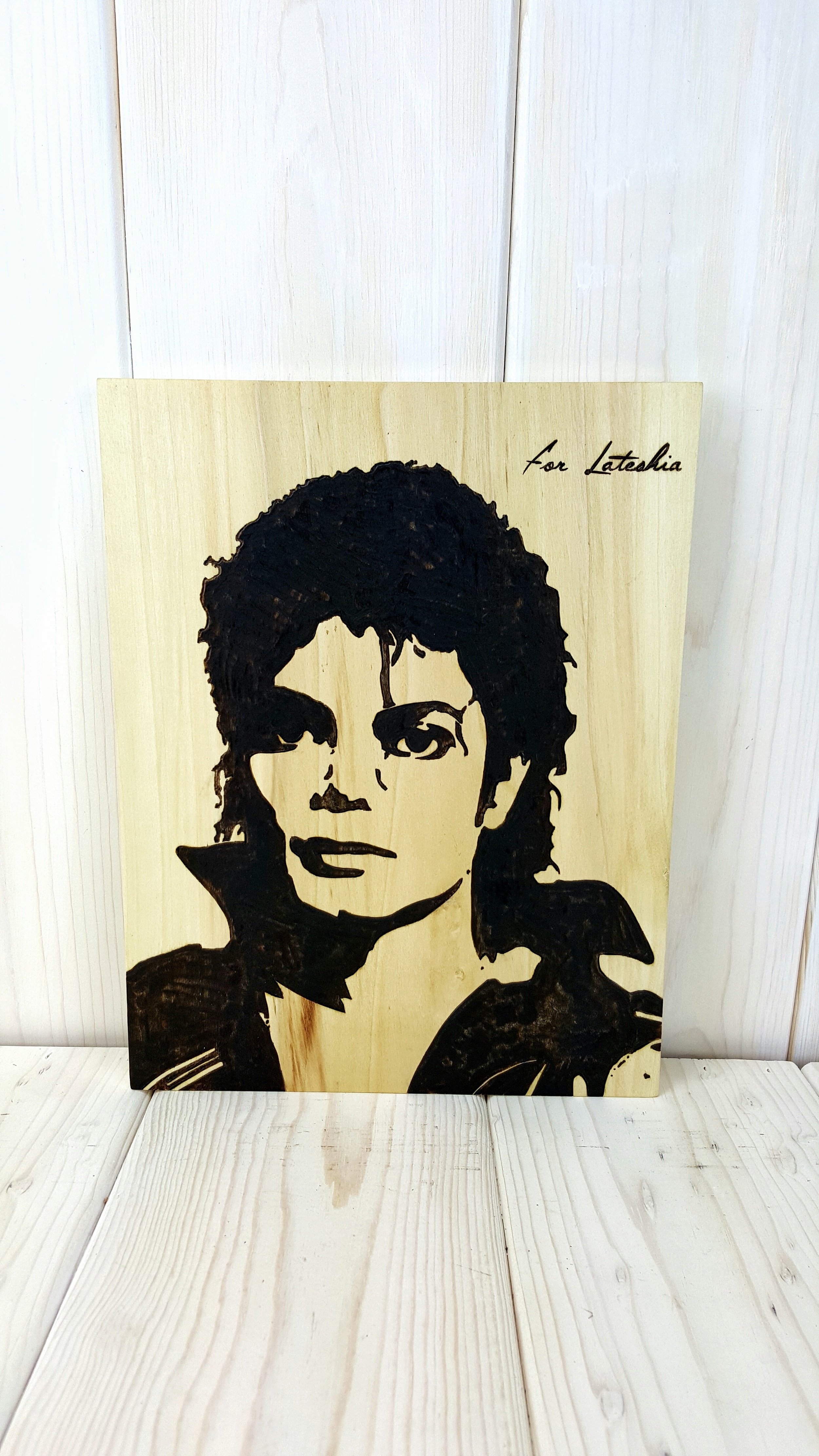 Michael Jackson Woodburning