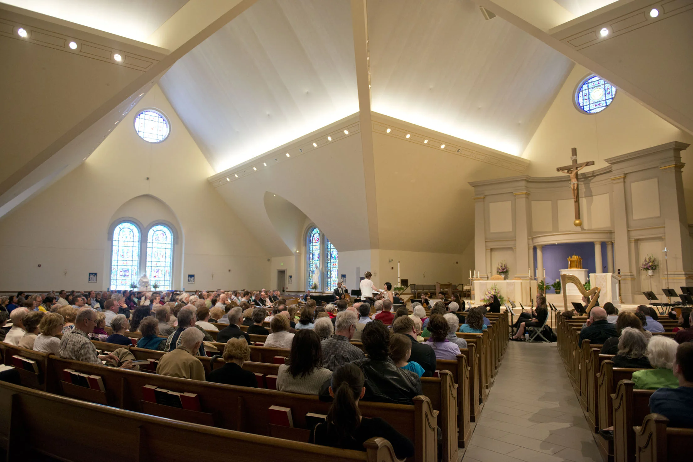 A wide view of the audience and our beautiful church