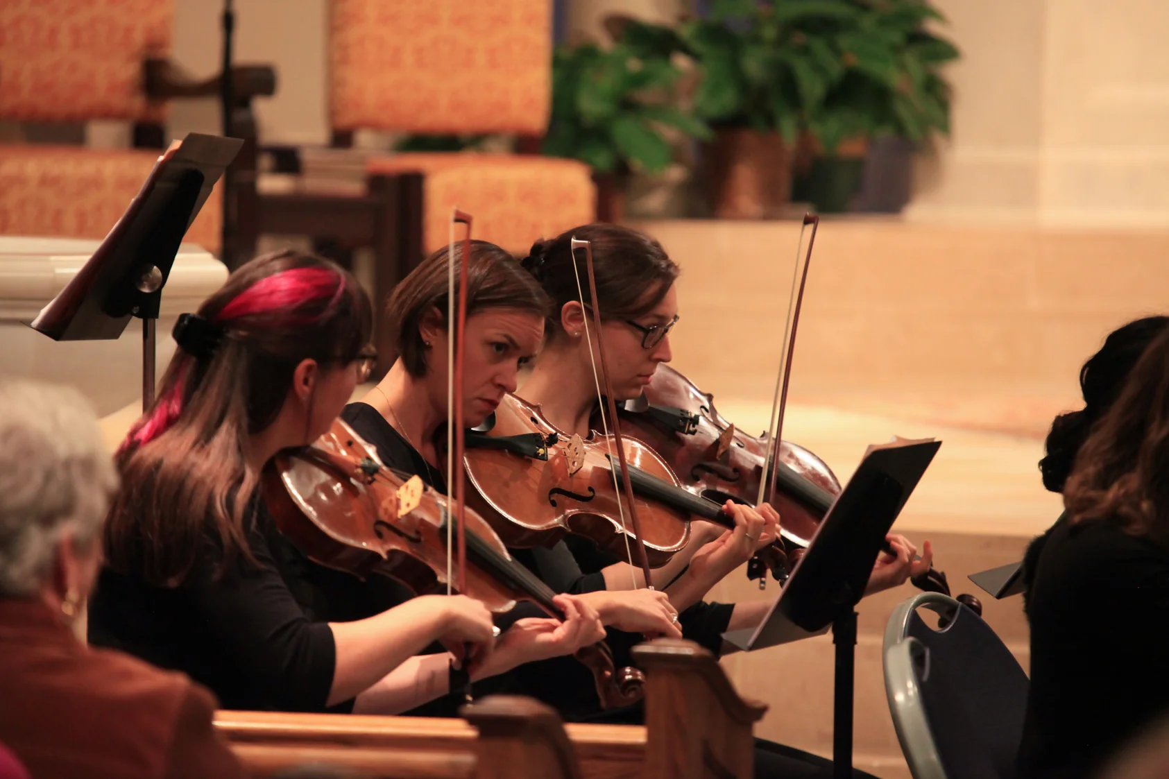 Violists Heidi Remick, Mary Dausch, and Emily Cantrell
