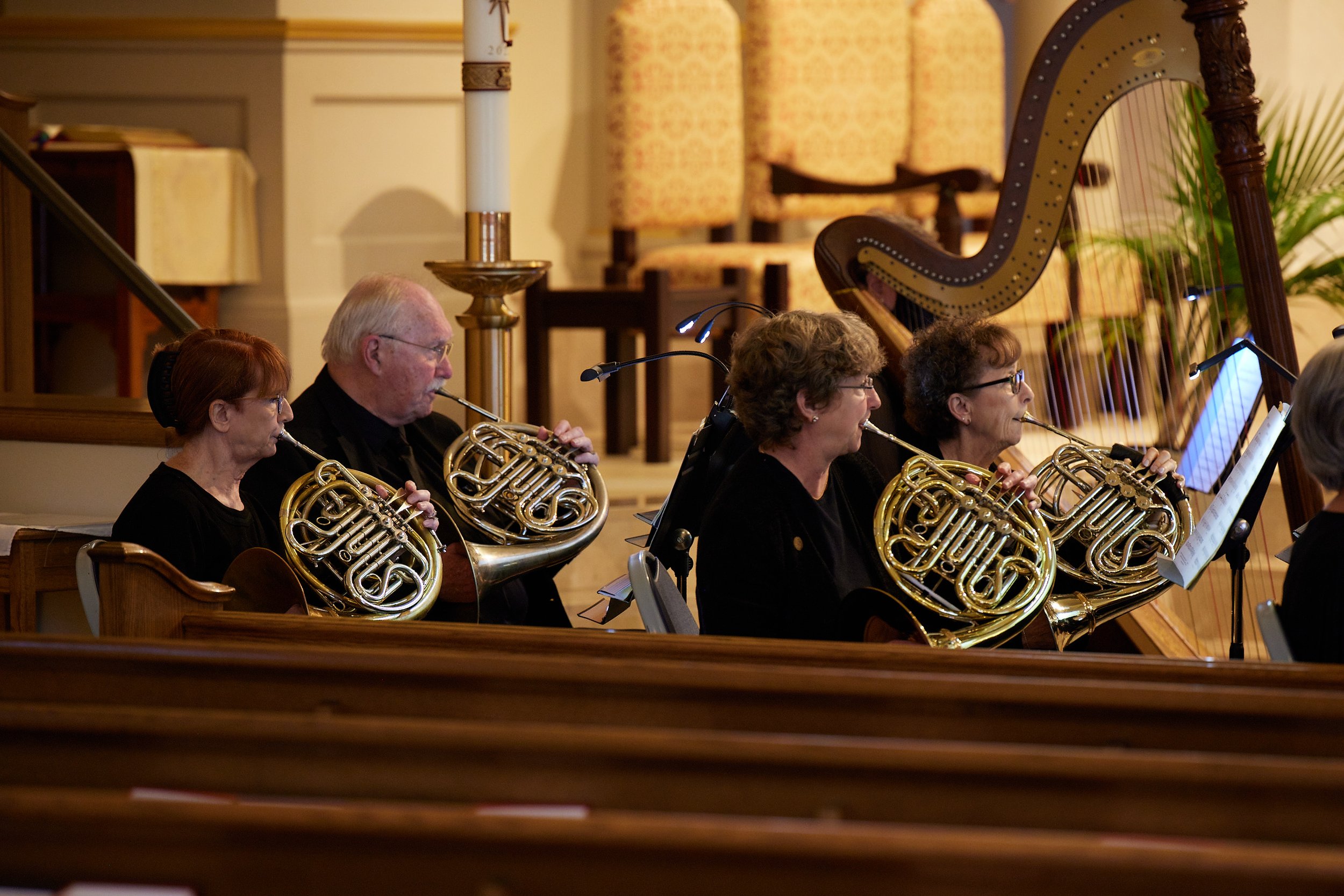 Horn players Anne Ward, Sarah Dorrance, Jeff Girdler, Pamela Mesite