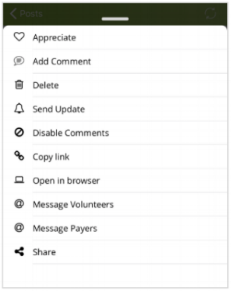 Screenshot of post admin option in ParentSquare app