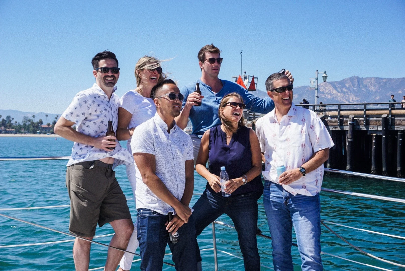 valerie (pictured on the bottom middle) and the parentsquare sales team on a boat trip through santa barbara’s coastal waters.