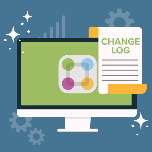 Graphic of computer with ParentSquare logo and paper titled “Change Log”