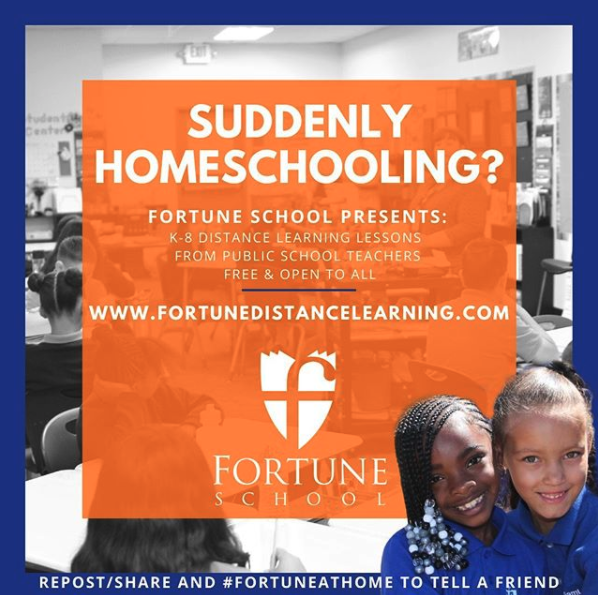 Flyer from fortune schools with help for distance learning