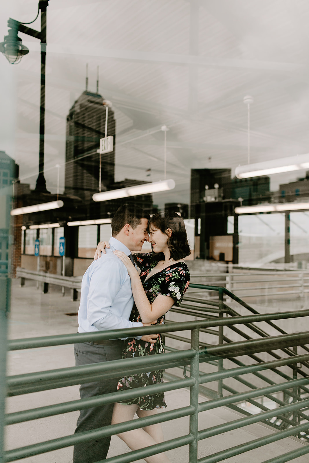   Click to browse the blog of this Downtown Indianapolis Engagement Session with Emily and Davis by Emily Wehner, Indianapolis photographer. Posing inspiration | Couples session location ideas | Urban engagement session #photography #engagementphotog