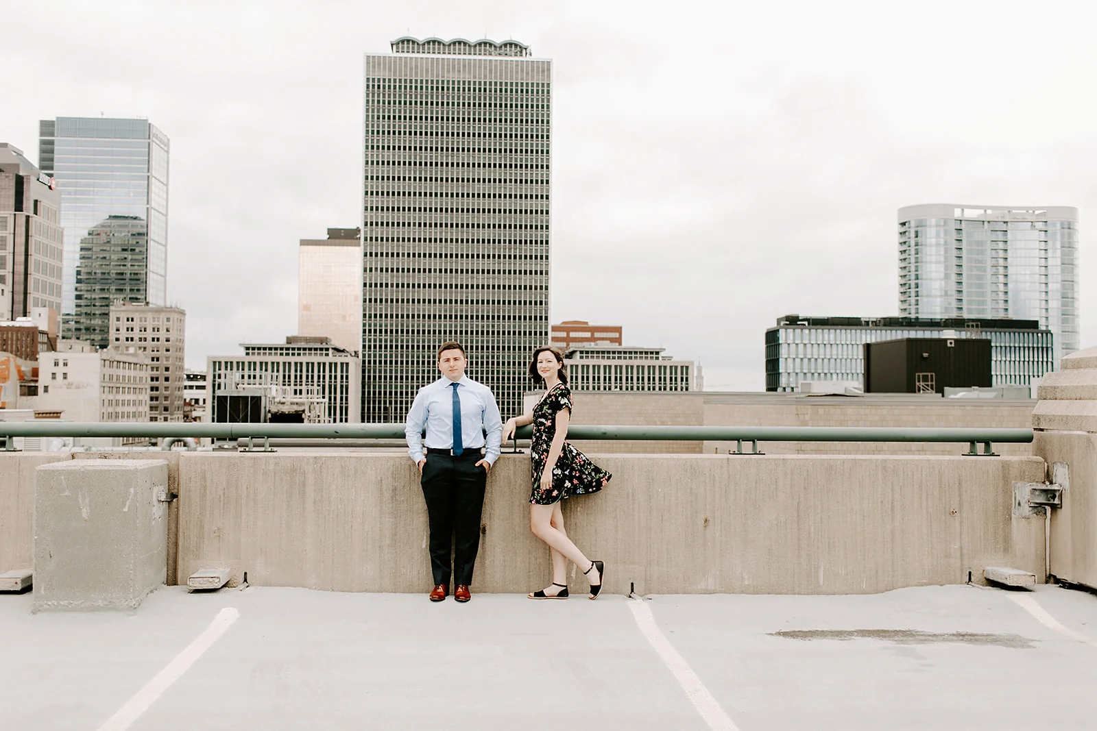 Click to browse the blog of this Downtown Indianapolis Engagement Session with Emily and Davis by Emily Wehner, Indianapolis photographer. Posing inspiration | Couples session location ideas | Urban engagement session #photography #engagementphotography #posinginspiration #urbancouplessession