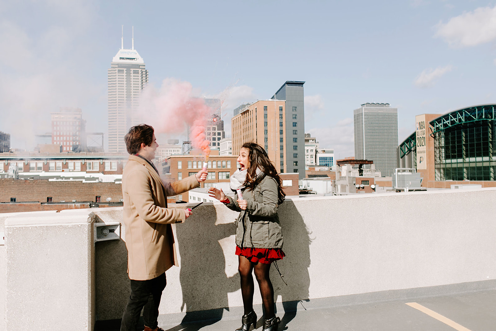 Downtown Indianapolis Rooftop Gender Reveal