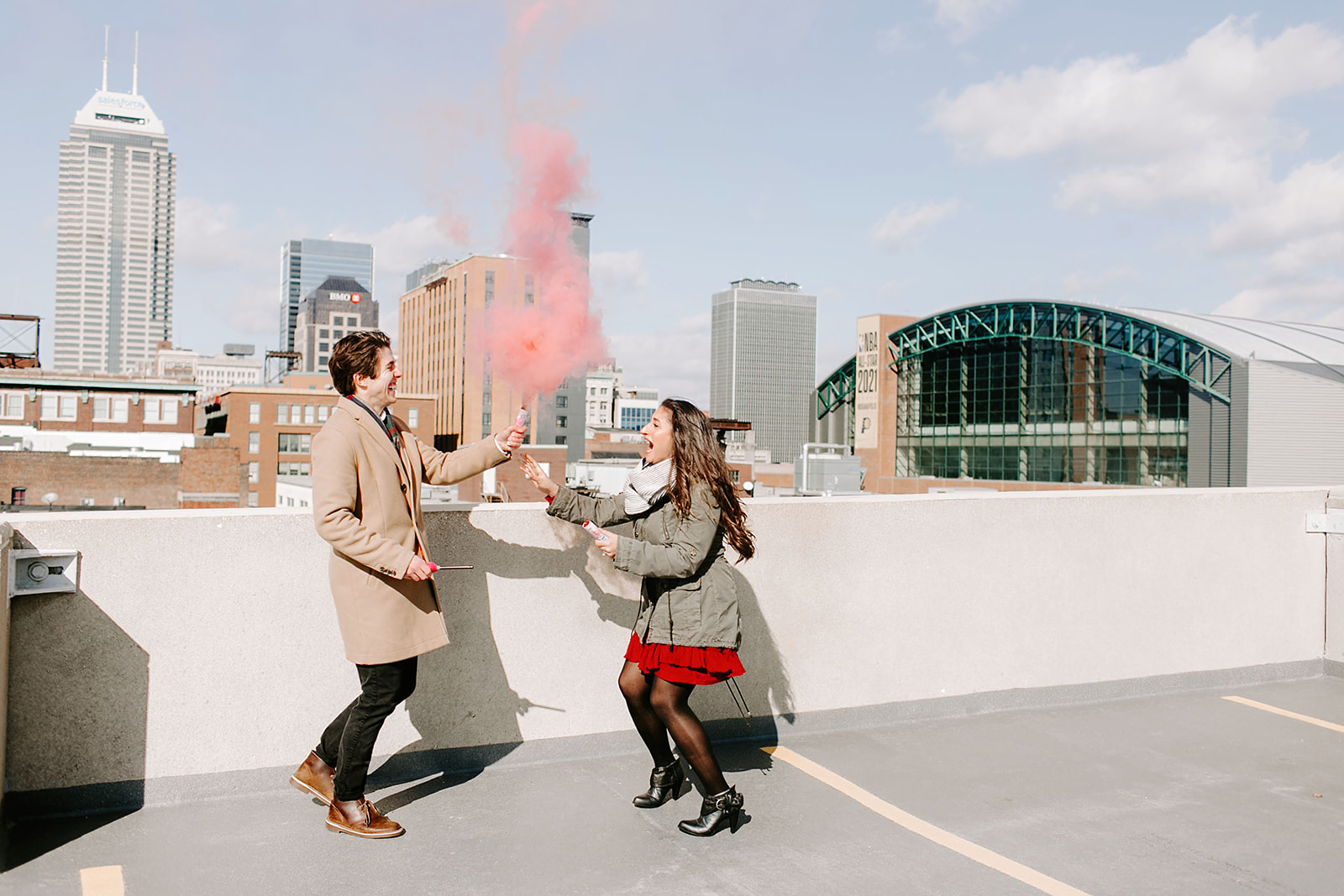 Downtown Indianapolis Rooftop Gender Reveal