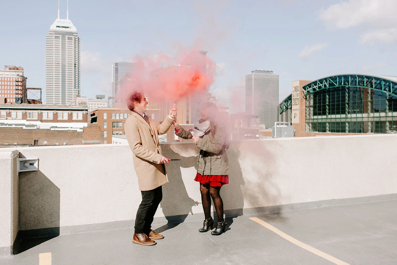 Downtown Indianapolis Rooftop Gender Reveal