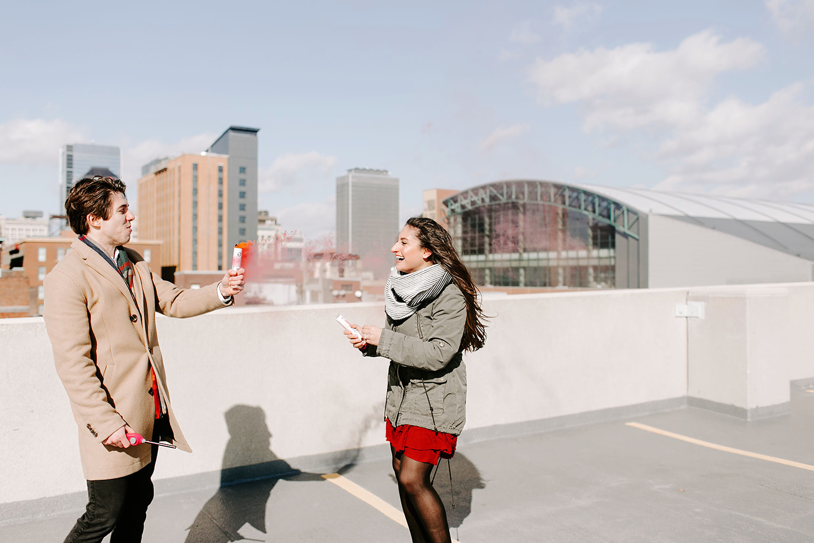 Downtown Indianapolis Rooftop Gender Reveal