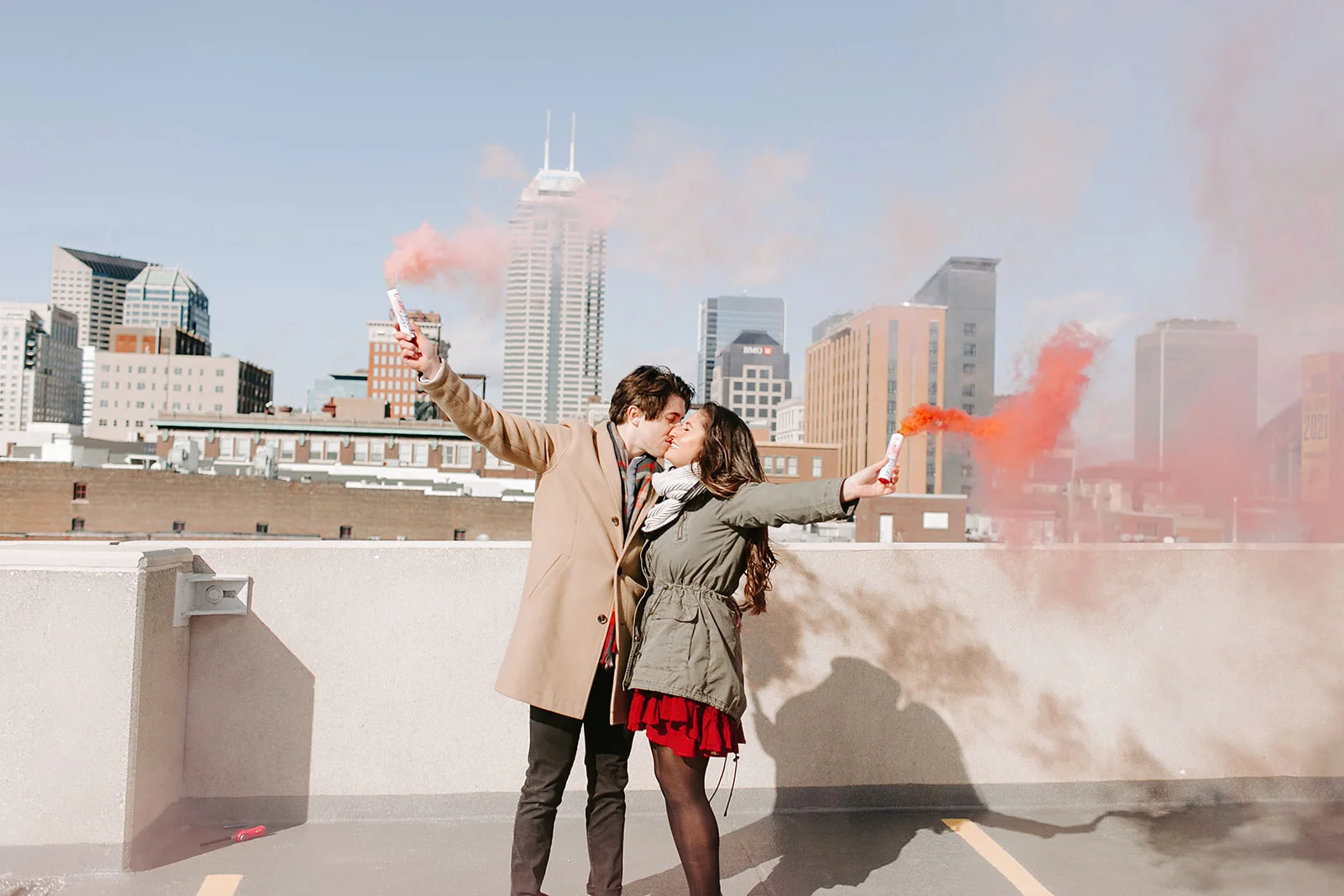 Downtown Indianapolis Rooftop Gender Reveal