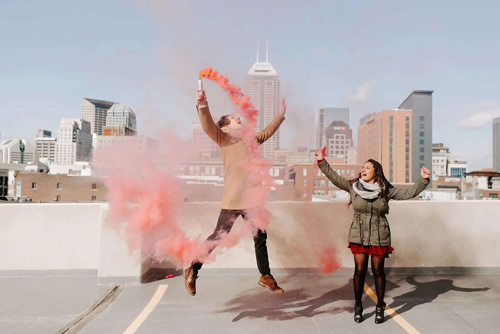 Downtown Indianapolis Rooftop Gender Reveal