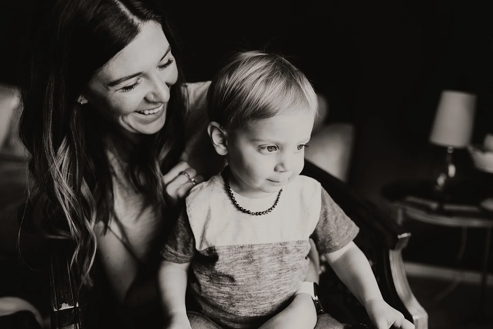 In-home family session with a mom and son in Indianapolis, Indiana with Emily Elyse Photography