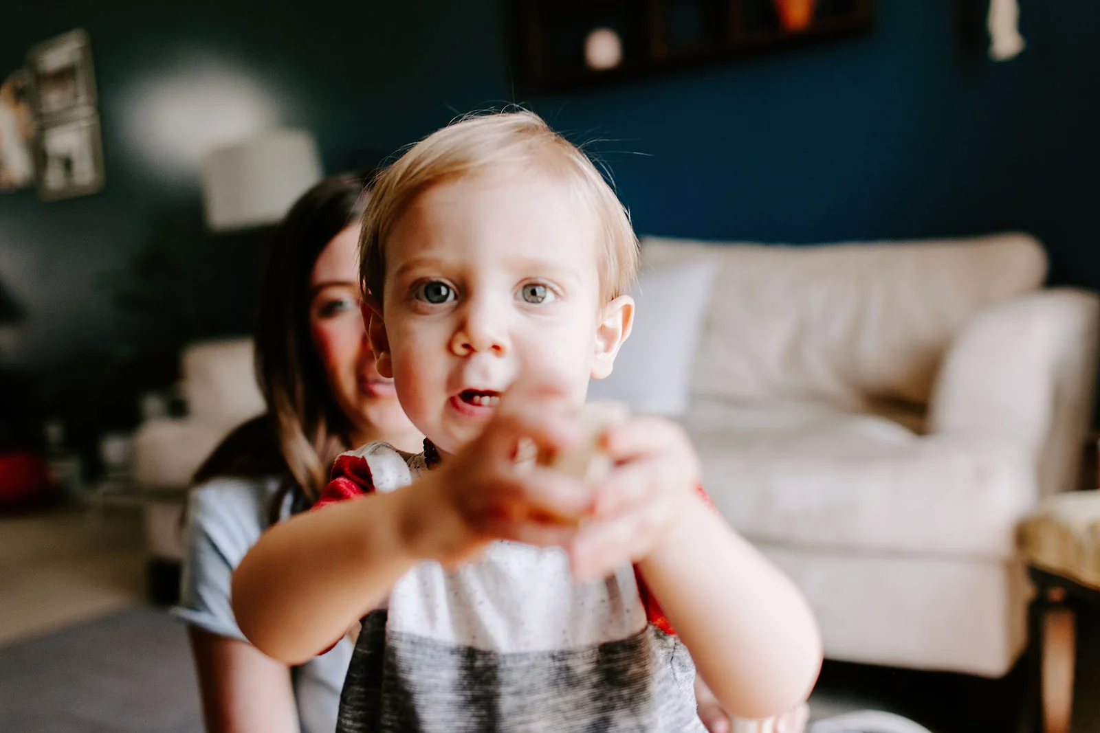 In-home family session with a mom and son in Indianapolis, Indiana with Emily Elyse Photography