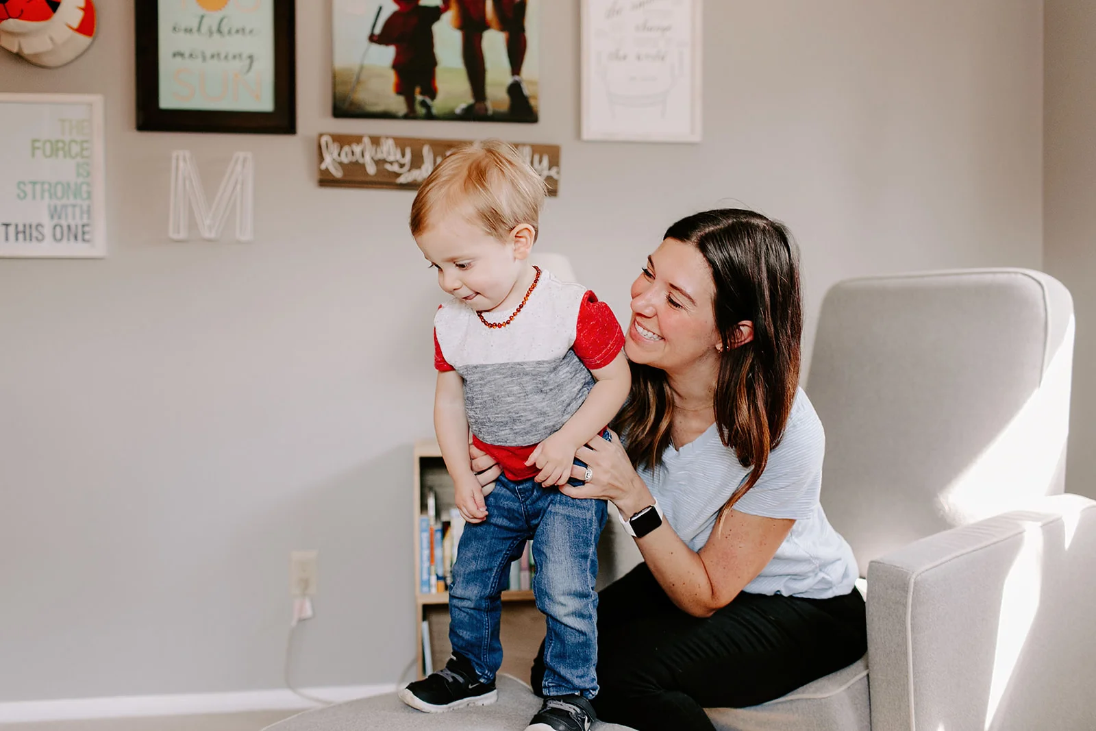 In-home family session with a mom and son in Indianapolis, Indiana with Emily Elyse Photography