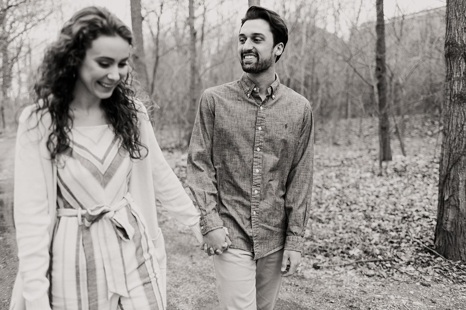 outdoor engagement photos with Hannah and Brock at Holcomb Gardens Butler University Indianapolis