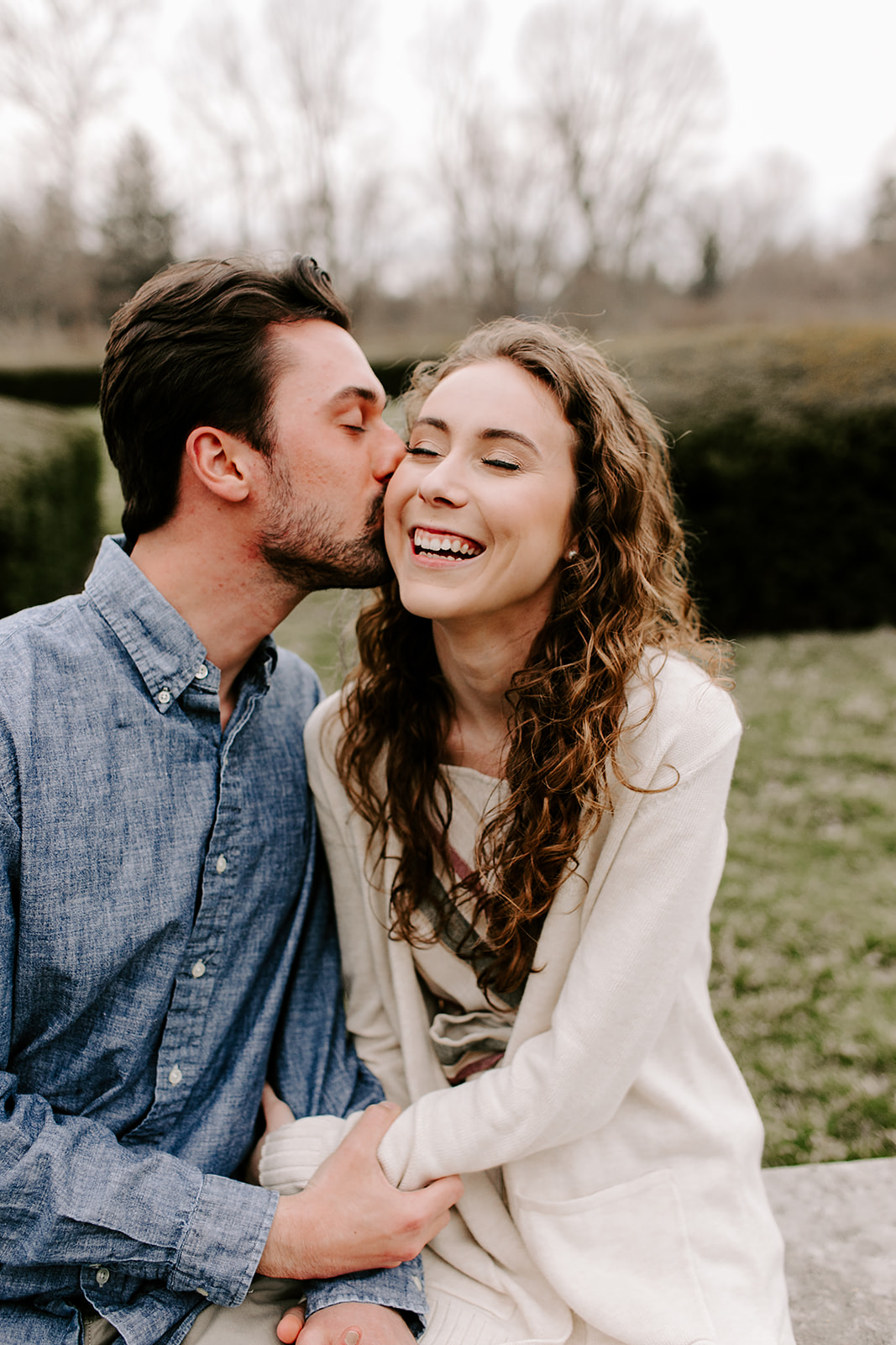 outdoor engagement photos at Holcomb Gardens Butler University Indianapolis