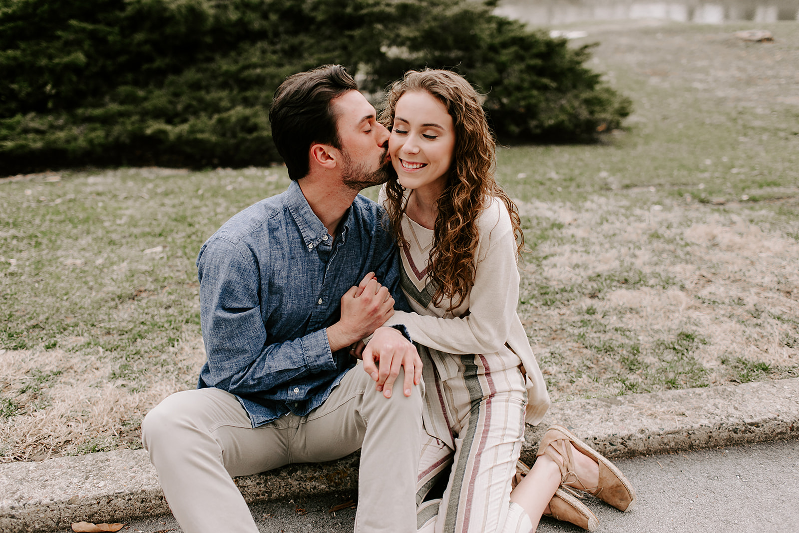 outdoor engagement photos at Holcomb Gardens Butler University Indianapolis