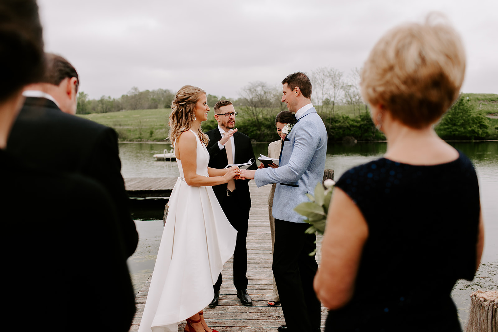 Bride and groom exchanging wedding vows, Indiana wedding