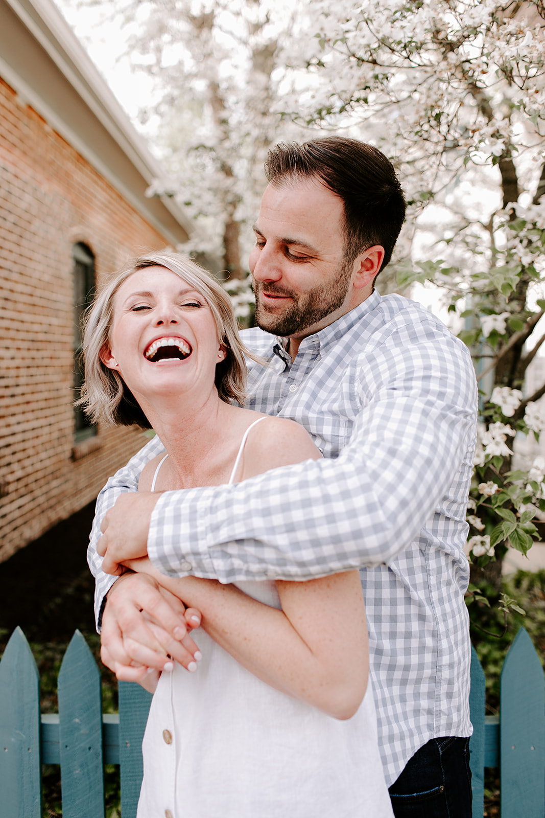 Posing inspiration for outdoor engagement session in Zionsville