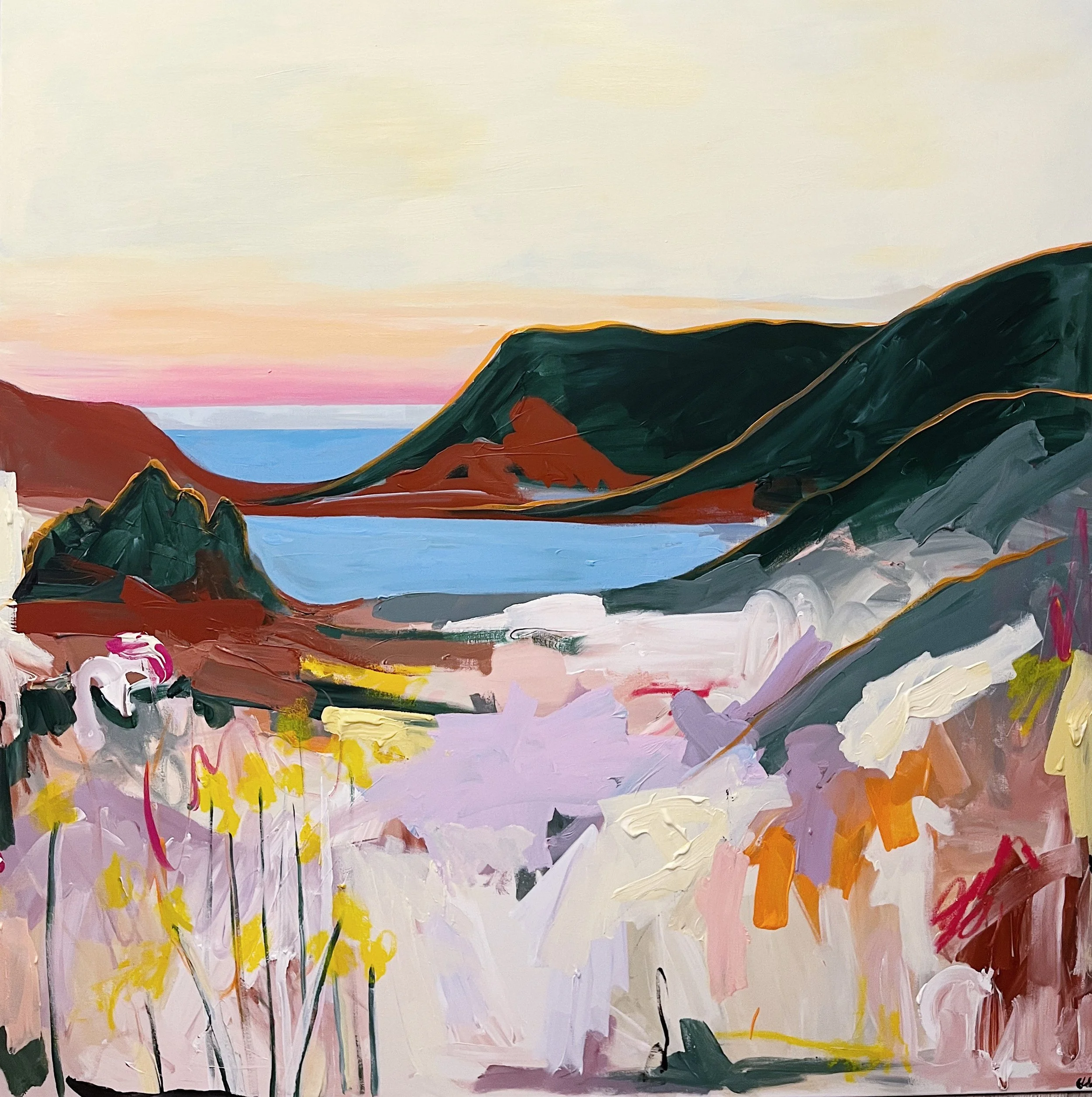  Title: les montagnes du nord  Size: 48x48 inches  Media: acrylic on canvas  Sold.  