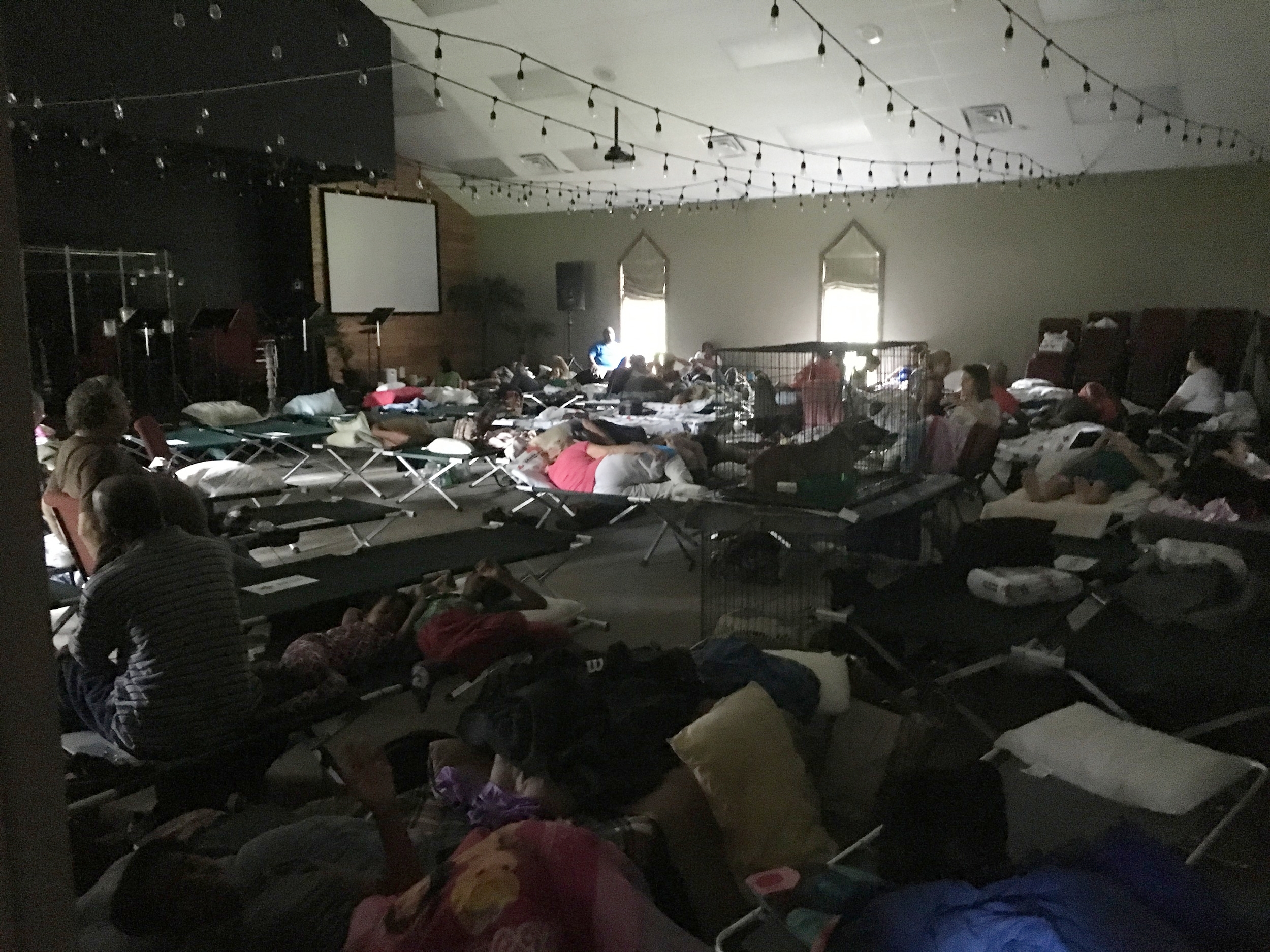 Our auditorium converted into a temporary shelter