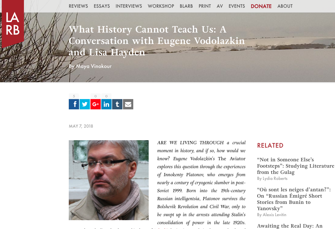 A Conversation with Eugene Vodolazkin and Lisa Hayden