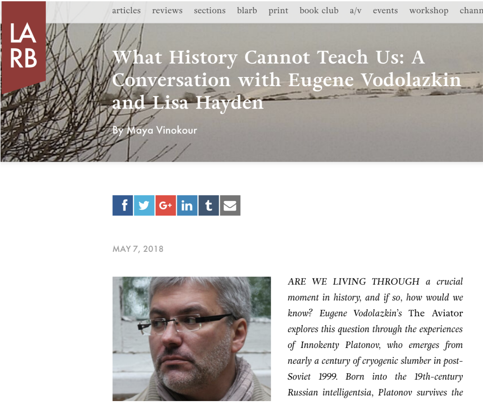 What History Cannot Teach Us: A Conversation with Eugene Vodolazkin and Lisa Hayden