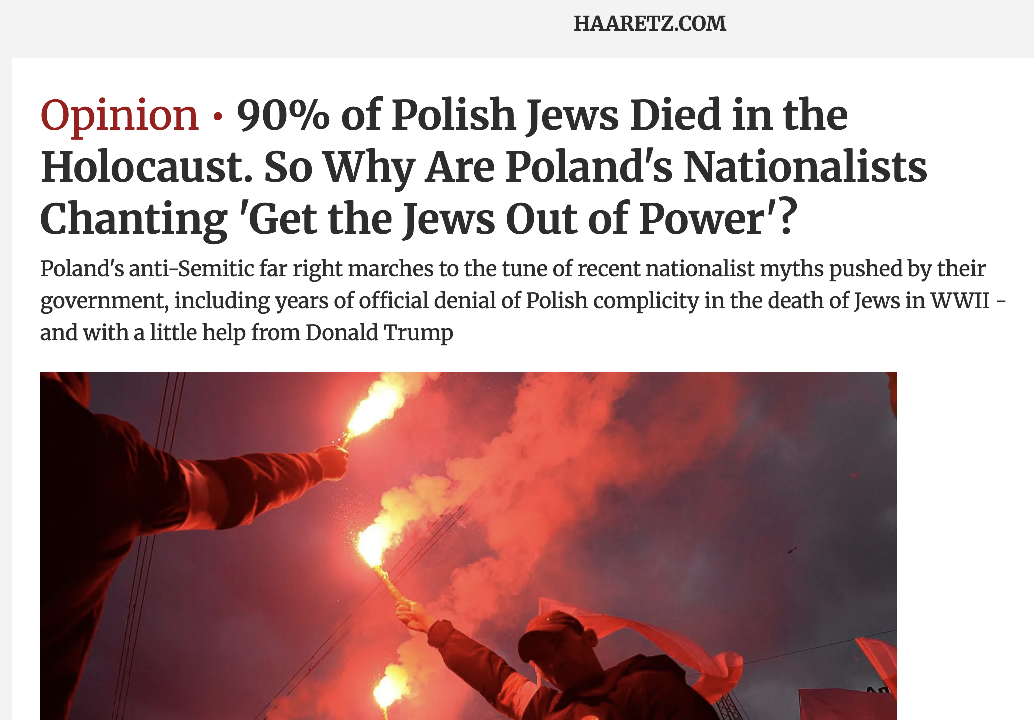 90% of Polish Jews Died in the Holocaust. So Why Are Poland's Nationalists Chanting 'Get the Jews Out of Power'?