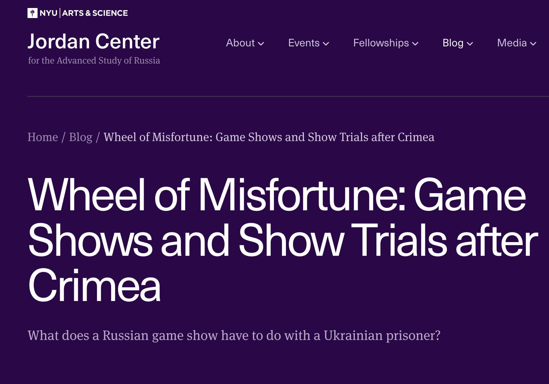 Wheel of Misfortune: Game Shows and Show Trials after Crimea