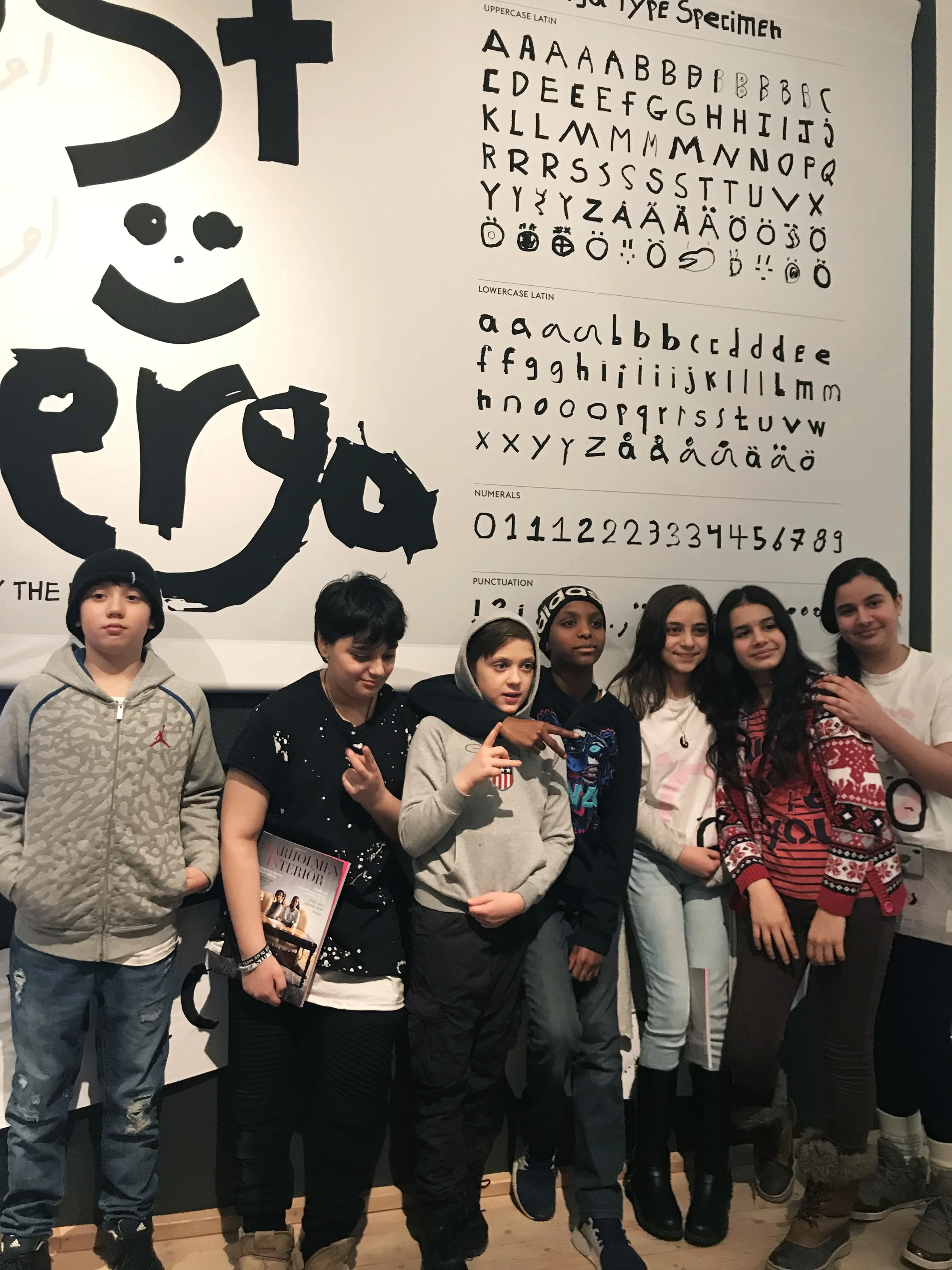 The kids at the opening of Young Swedish Design 2018 at ArkDes.