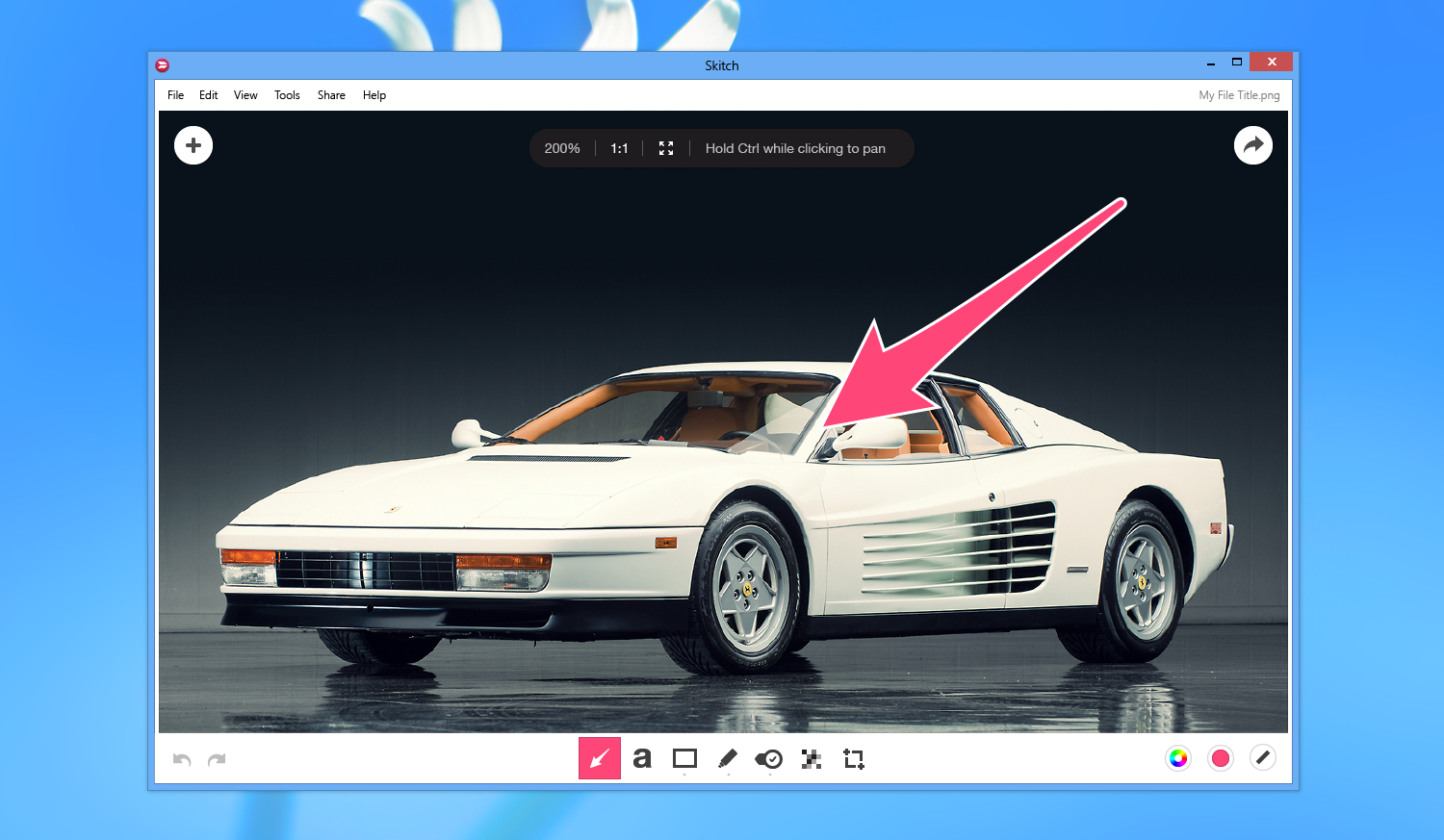 This mockup shows the zoom tooltip...it appears when you zoom in and out of an image and goes away after a few seconds. I really like how it balances with the input and output buttons. 