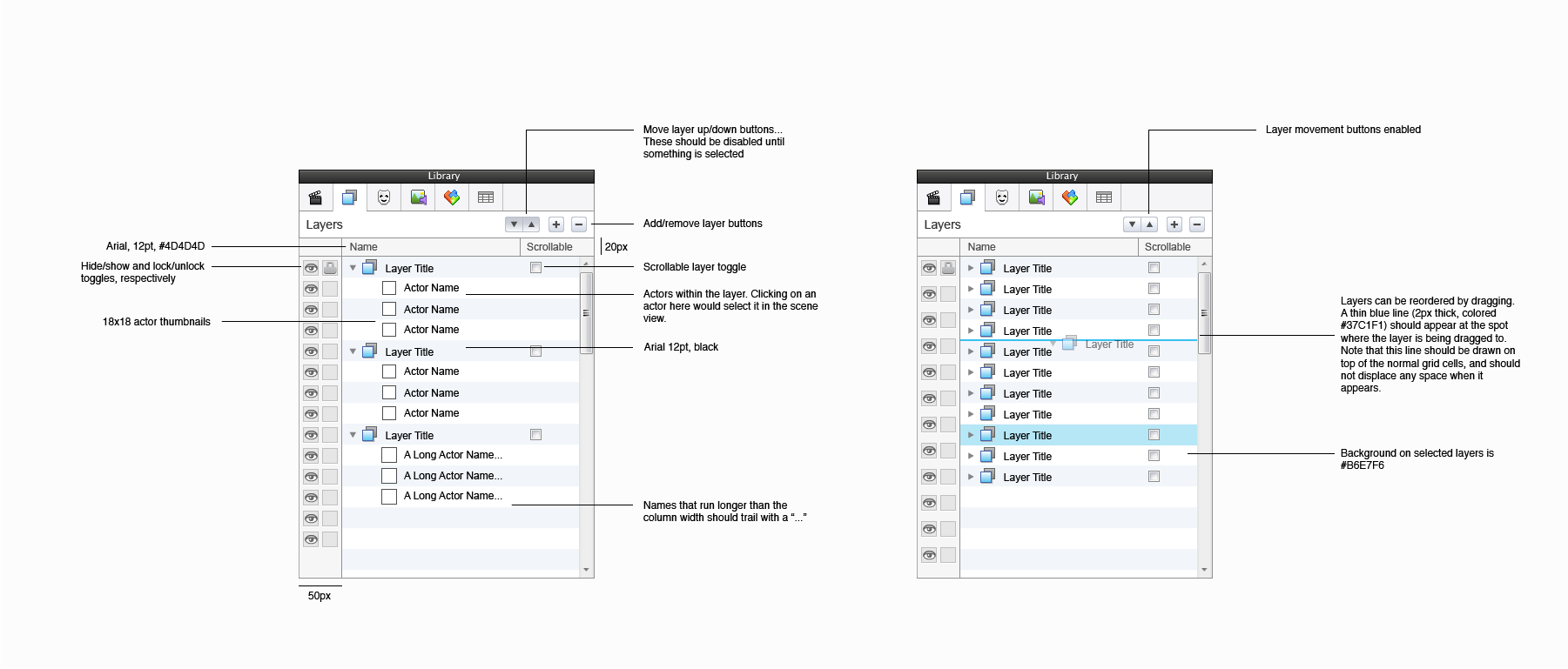 Layers listing