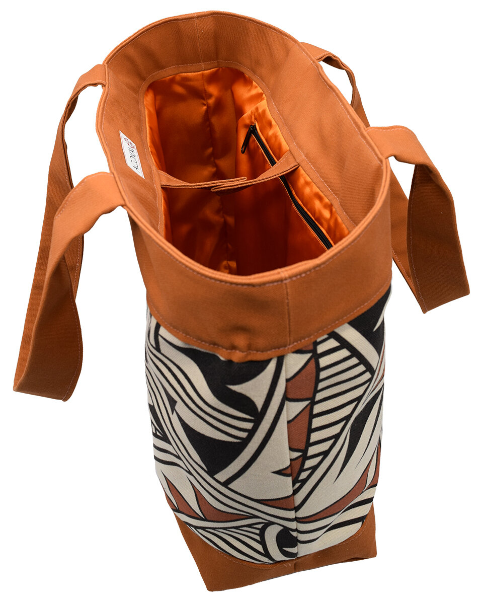 Blank orange or black unlined top sublimation canvas tote bag