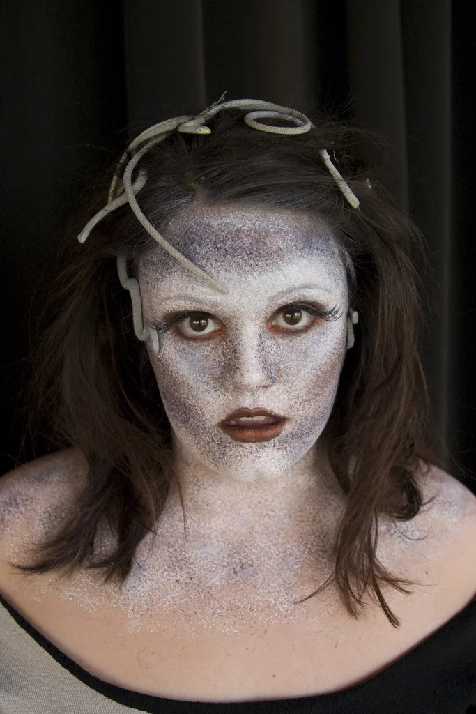 A close-up of one of the Advanced Makeup Design class' final Design Projects beautifully executed by student, Brooke Marie Friesen. 