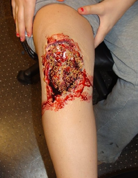 Maggot makeup day. Makeup executed by Lisa Raymond. 