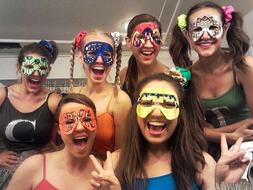 These are the "DNA" masks that I designed for a production of Love & Information. I designed, painted, bedazzled, and fit them. 