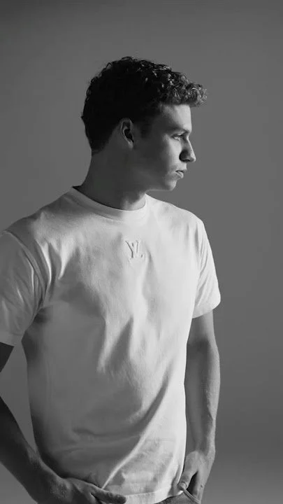 Grooming on Leon Marchand for Louis Vuitton by Tara Cooper. Photo by Miranda Barnes.