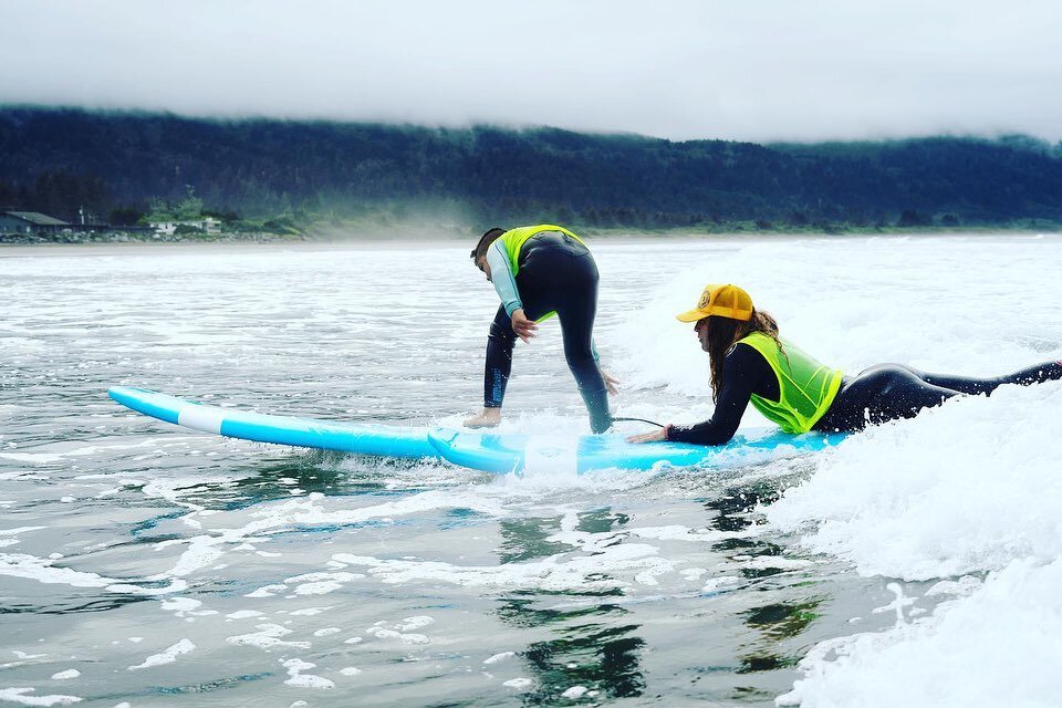 From our program director and Lead Surf Coach, @kellypottssurfer , &ldquo;My favorite skill as a surf coach is being able to ride-assist alongside my students. (Scroll for progression.) I can push down on the tail of their board to prevent them from 