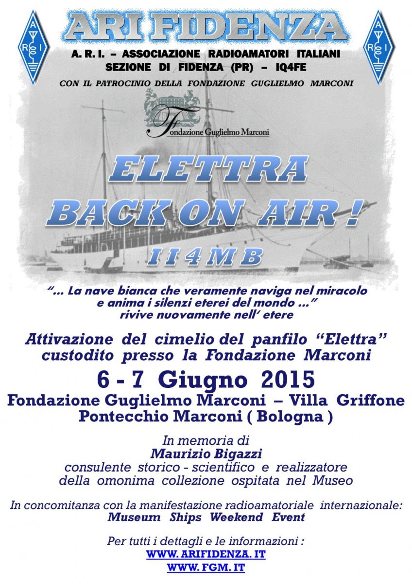 Marconi's Yacht the Elettra and the special event station information card.