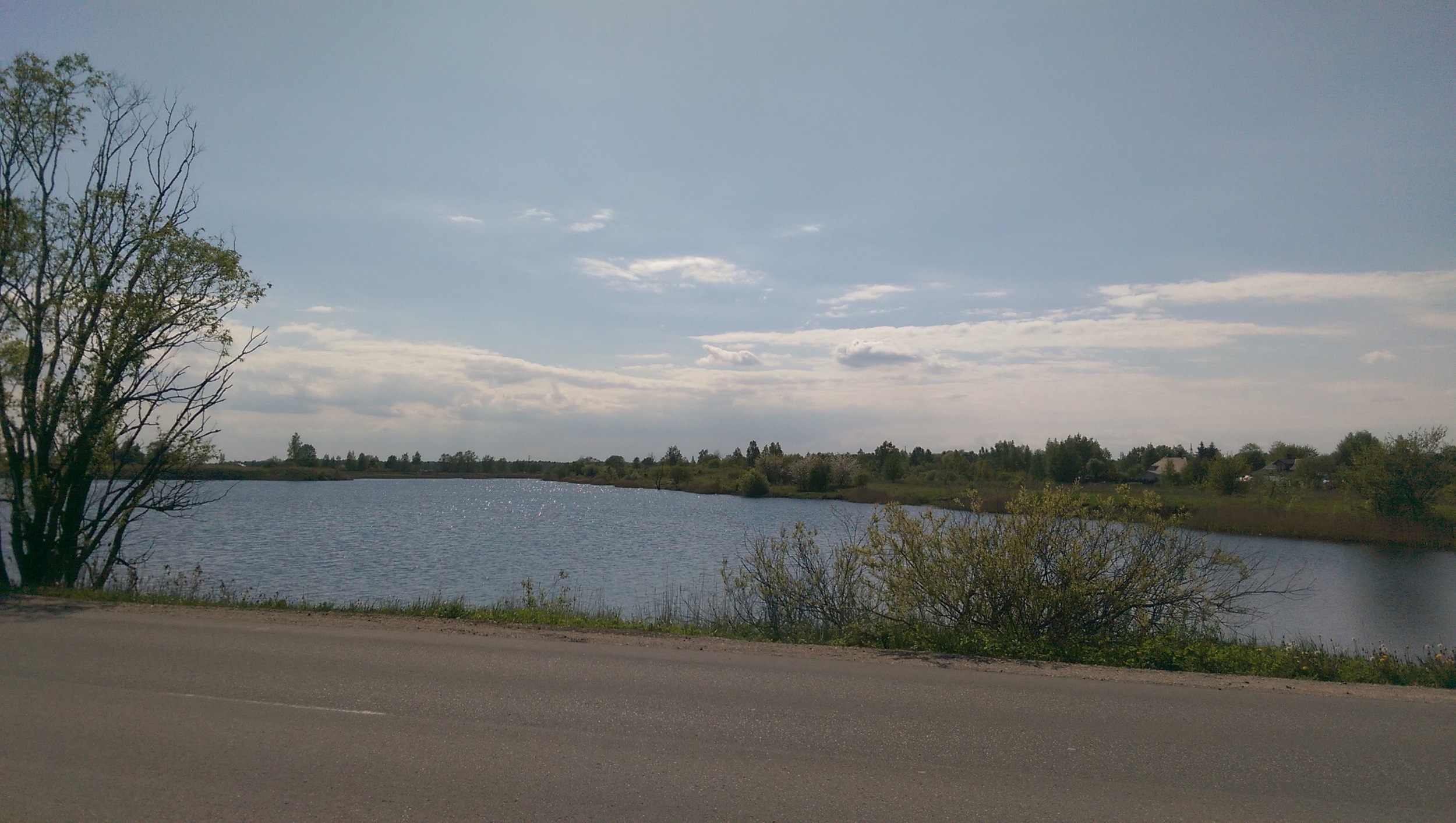 The view of the lake from the bottom of the tower.