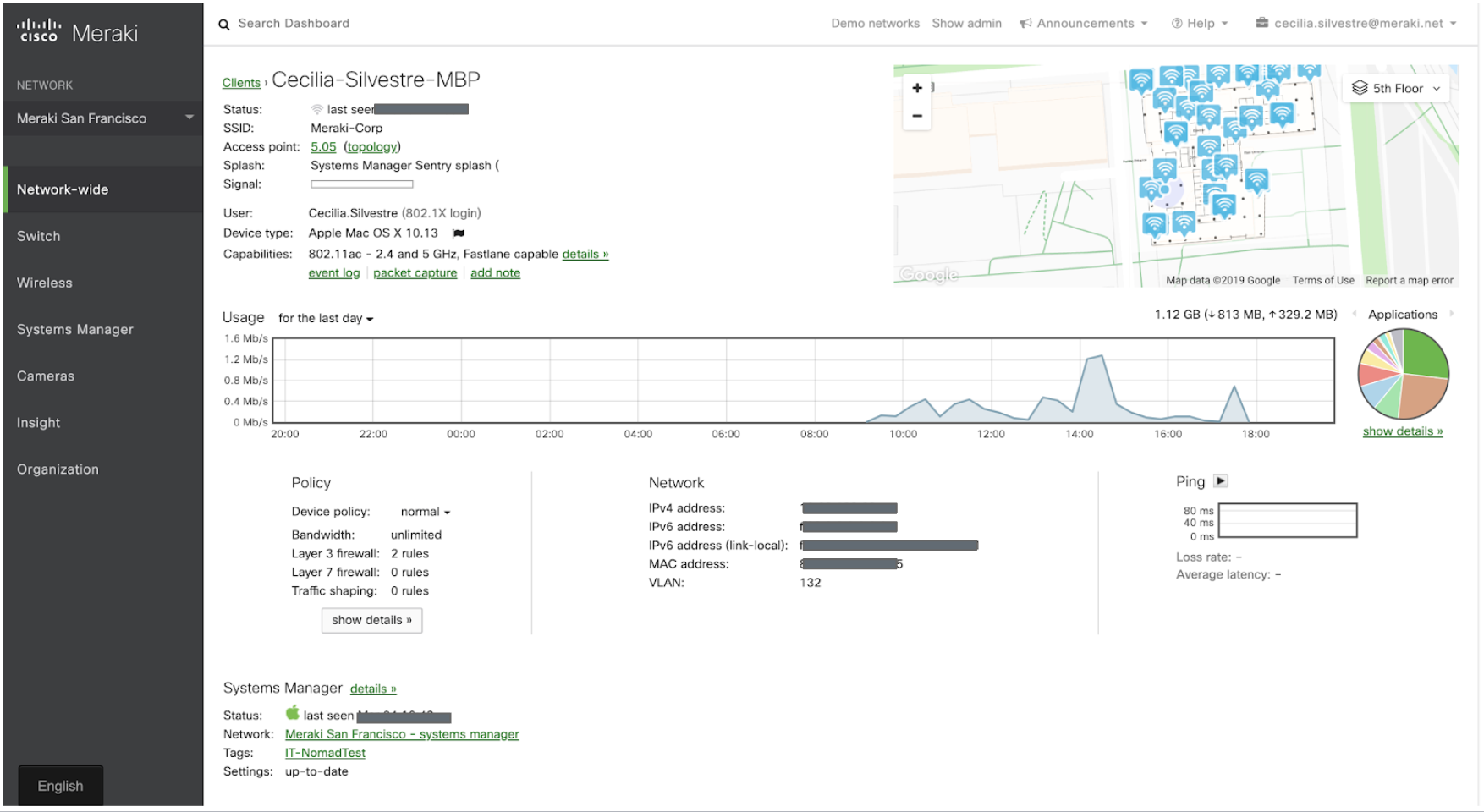 Once a user gets to the client page there is not much information that gives insight into how the client is connected within the network. A user can only determine if the device is online or not.
