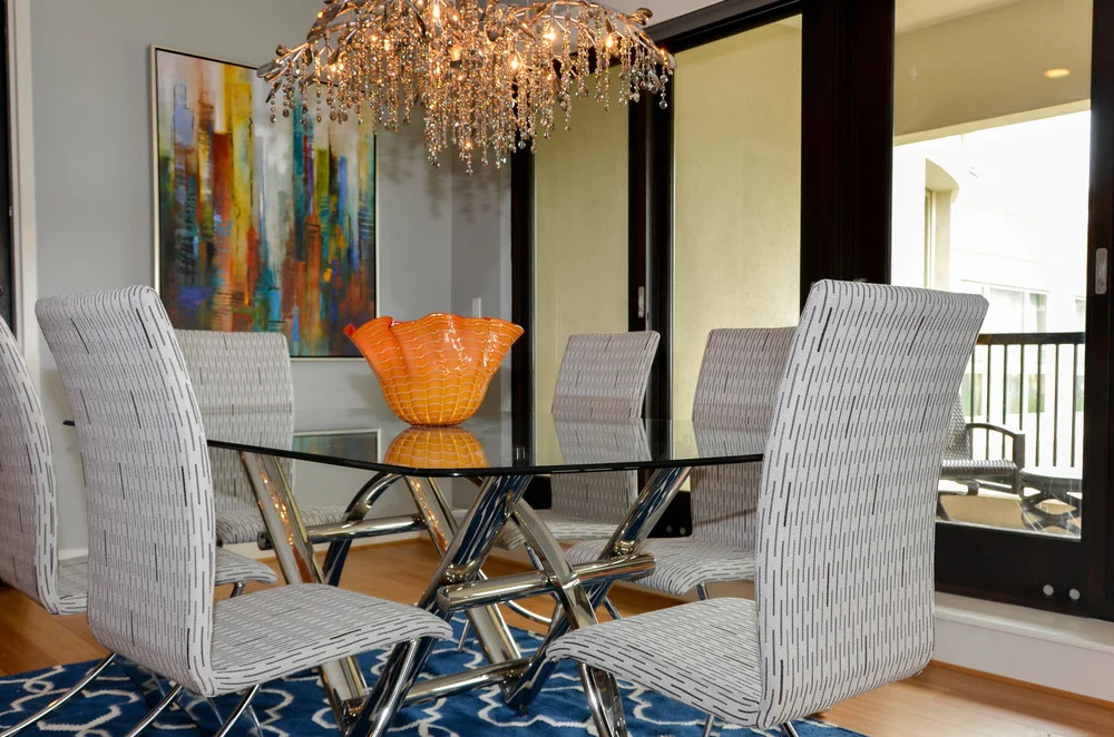 Glam mid-century modern dining room