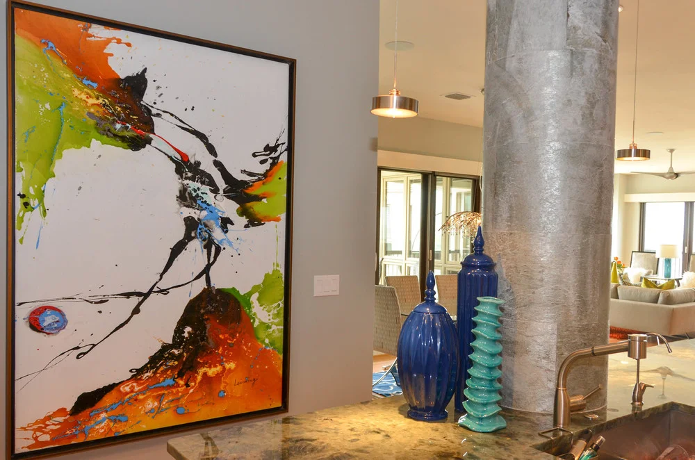 Abstract art in an open concept modern loft condo