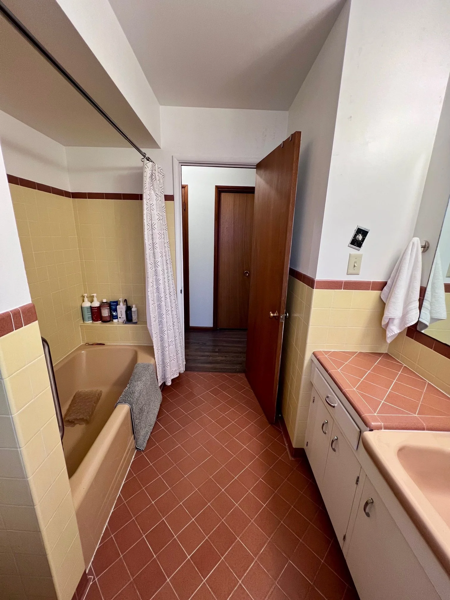 Old photos of renovations in a home.