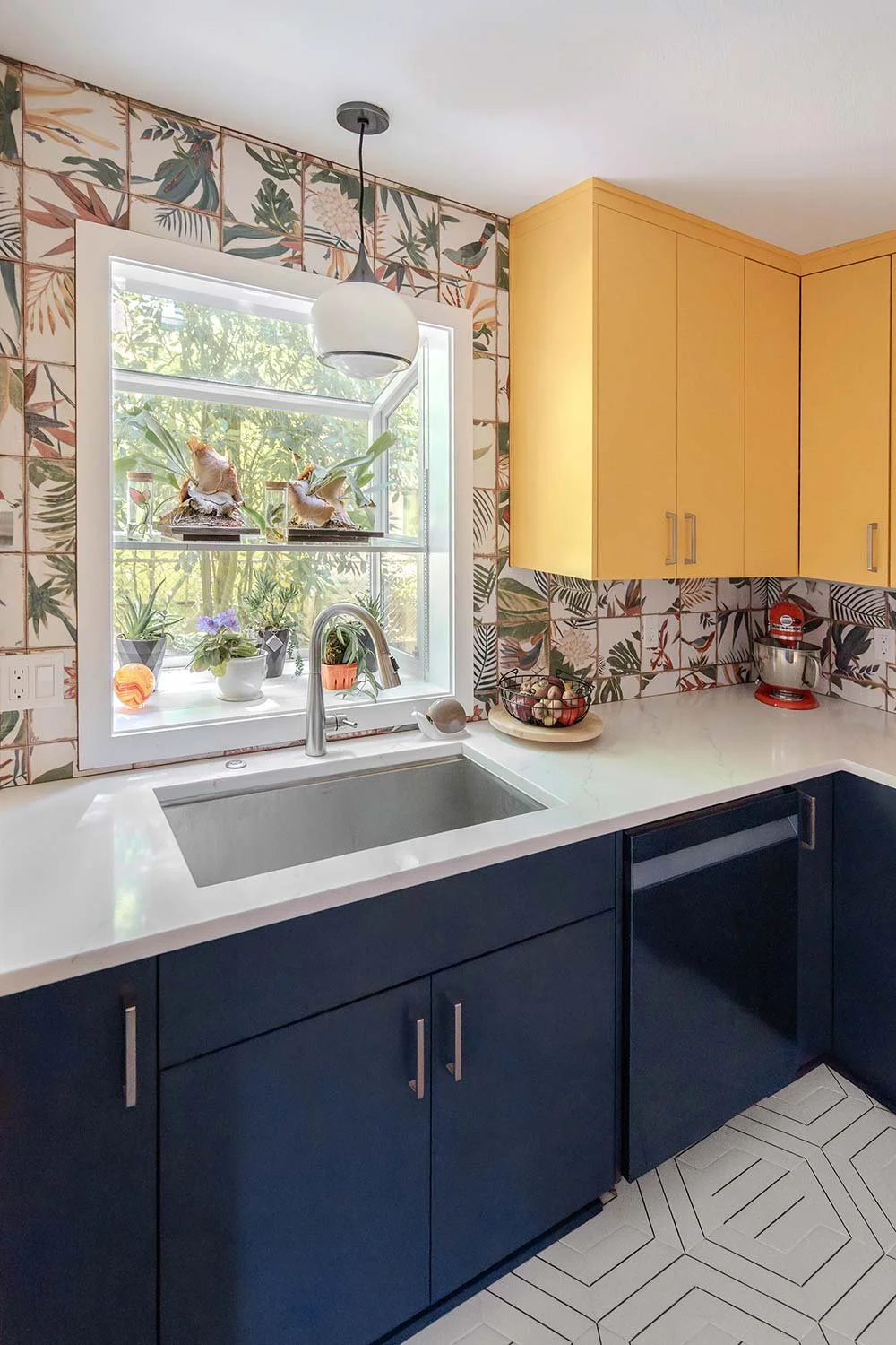 Modern cabinetry with large window